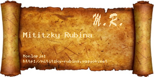 Mititzky Rubina névjegykártya